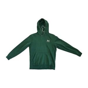 Under Armor Fleece Hoodie Forest Dark Green Drawstring Size SM Pullover Logo